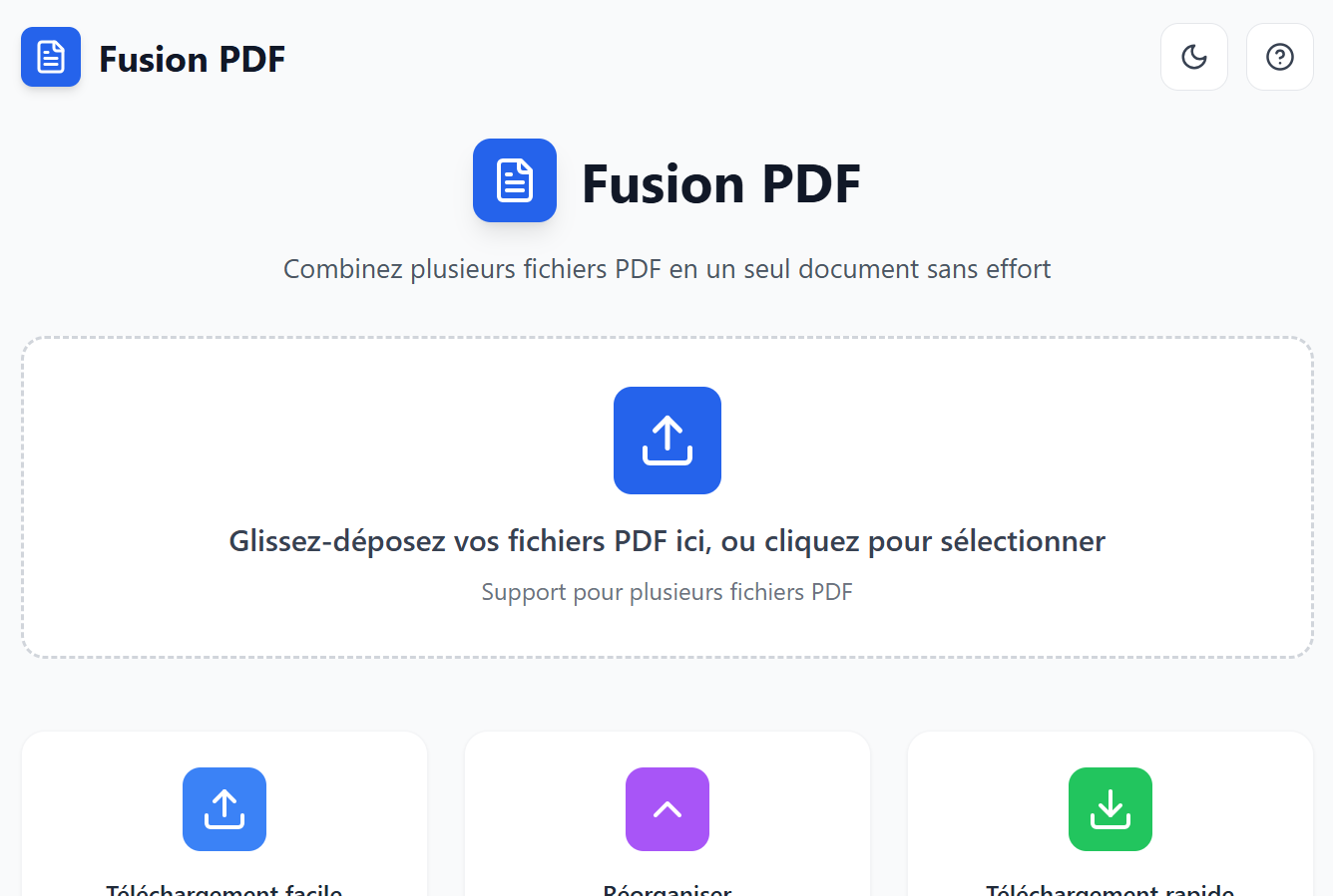 Fusion PDF - Application web permettant de fusionner plusieurs fichiers P...